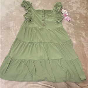btween Green Tiered Ruffle Dress